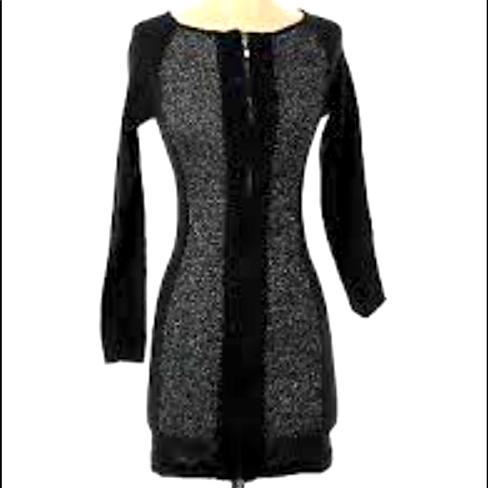 bin 1C Venus Black BodyCon bandage front zipper Venus Dress XS